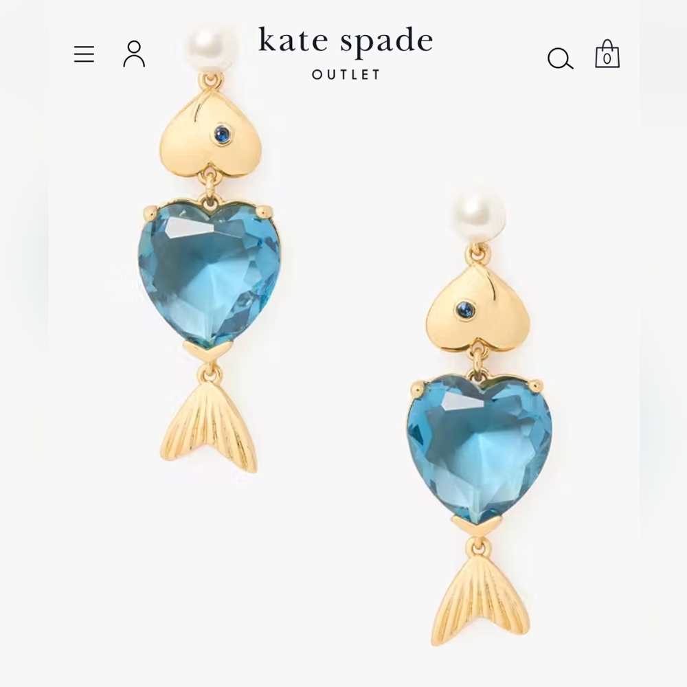 New Kate Spade What a Catch Fish Statement Earrings💙🐟💎